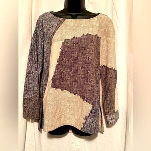 Nic& Zoe 3/4 Sleeve Geometrical Blouse Women's Sz L